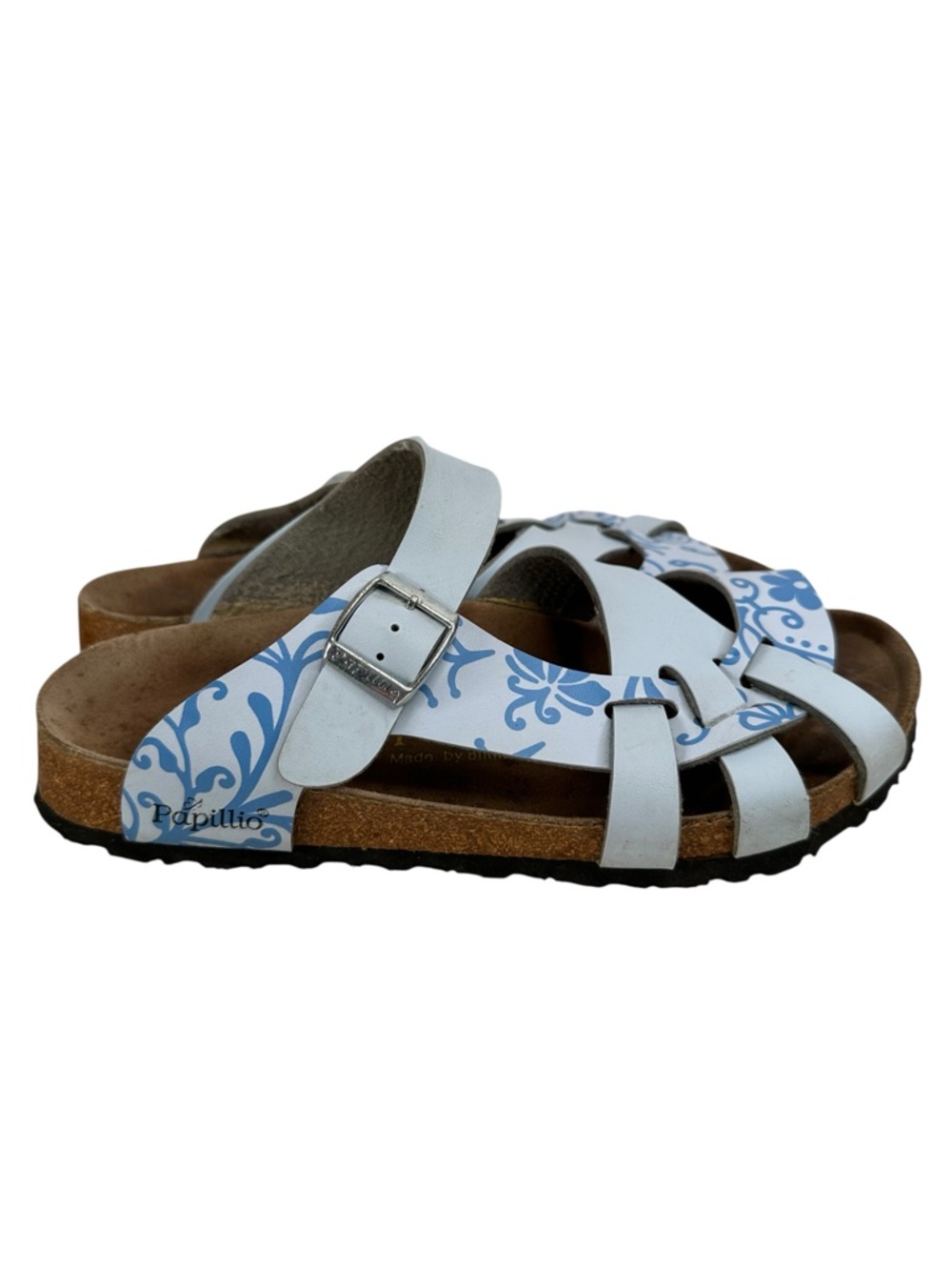 Papillio Birkenstock Pisa Floral Cork Comfort Sandals Blue EU38 Womens 7